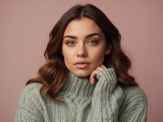 Young beautiful woman wearing winter sweater