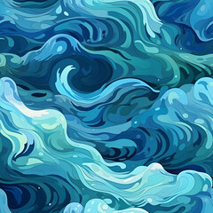 seamless pattern of flowing water in a calming blue