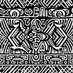 Fototapeta na wymiar Maori Tribal Seamless Pattern Tile