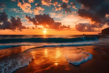 Fototapeta na wymiar Fantastic sunset over ocean