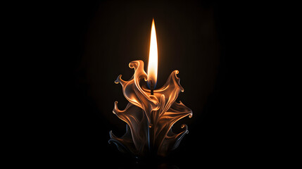 Fototapeta premium Gentle flickering candle flames against stark black background