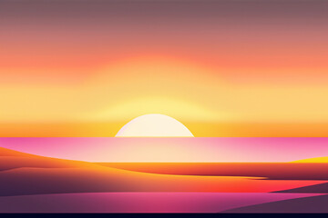 Fototapeta na wymiar Minimalist sun setting over ocean horizon.