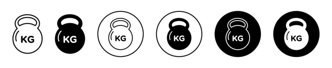 Weight icon set. heavy kg load vector symbol. kilo mass pictogram in black filled and outlined style. - obrazy, fototapety, plakaty