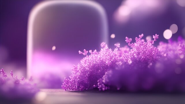 A beautiful product presentation of lilac bokeh surface, backdrop for a product presentation, detailed and crisp image.	