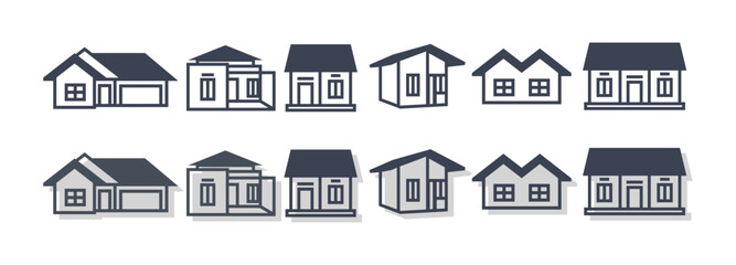 Icon Set House Building Logo Vector Template