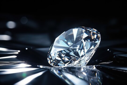 A stunning diamond sitting on top of a shiny surface. This image can be used for jewelry advertisements or as a symbol of luxury and elegance.