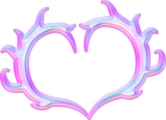 Y2k 3D heart frame decorative tattoo bright hologram 