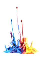 Colorful splash low poly modelling is isolated with white background, diamond and polygon creativity art design, vector icon 