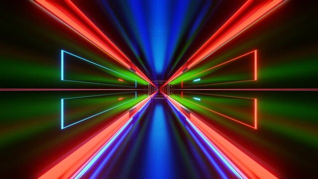 movement through a multi-colored metal corridor. looping abstract animation. 3d render