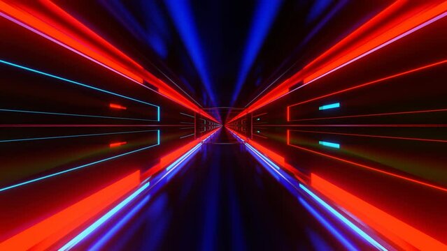 movement through a multi-colored metal corridor. looping abstract animation. 3d render
