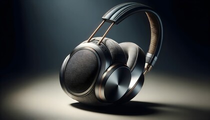 headphones on black background