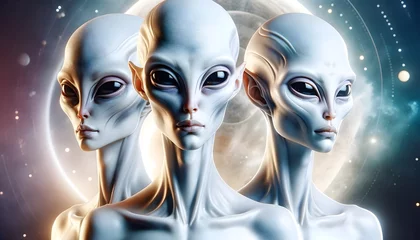 Deurstickers UFO Alien in space