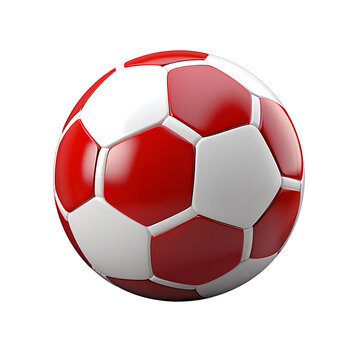 Red and white soccer ball on isolate background