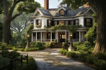 Fototapeta na wymiar White house residency, real estate background