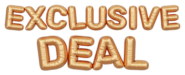 Golden balloon 3d text. Typography. 3D illustration. Exclusive Deal.