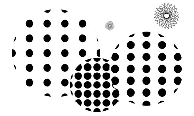 Black and white geometric shapes on a white background.