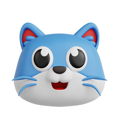 3D Illustration of Smiling Cat Animal Emoji