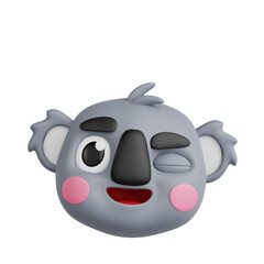 3D Illustration of Winking Koala Animal Emoji