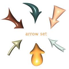3D arrow set colorful retro 04