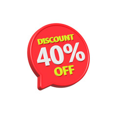 discount 40 percent off bubble 3d red color