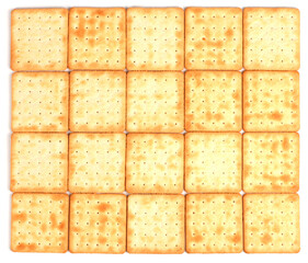 Square fhoto of square shortbread cookies isolated on white background. Stacked butter biscuits for coffee or tee.