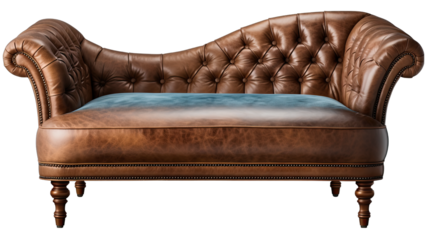 Bronze Leather Divan Isolated on Transparent or White Background, PNG