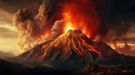 Fototapeta premium Volcano erupts