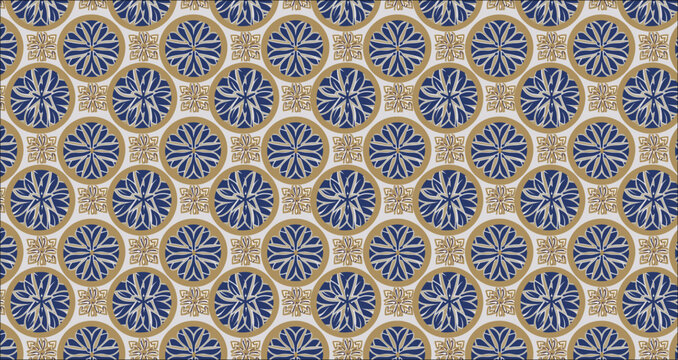 pattern,vector seamless pattern with flowers, Abstract seamless luxury dark blue and gold geometric pattern background