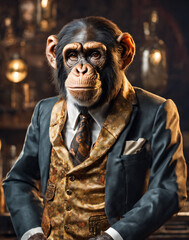 a chimpanzees guest in bar