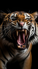 Scary angry tiger screaming. Generative AI.