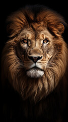 Wildlife lion portrait. Generative AI.