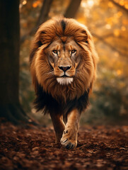 Obraz premium Lion in nature. Generative AI.