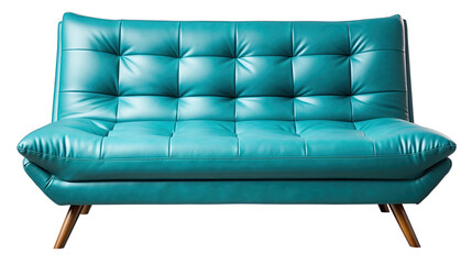 Teal Convertible Couch Isolated on Transparent or White Background, PNG