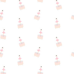 Music box with ballerina vector seamless pattern, background, wallpaper, print, textile, fabric, wrapping paper, packaging design