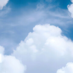 Fototapeta premium Soft and fluffy white clouds on a blue sky background Natural and calming Ideal for creating a serene and peaceful atmosphere in designs