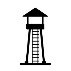 Watchtower silhouette vector. Guard tower silhouette can be used as icon, symbol or sign. Guard post icon vector for design of military, security or defense