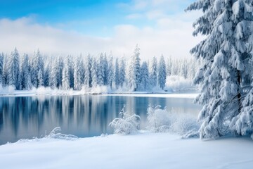 Serene Winter Landscape Covered In Glistening Snow