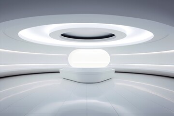 Obraz premium Abstract futuristic architecture background, Minimal technology white backdrop