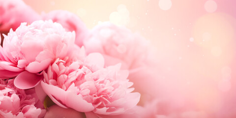 Fototapeta premium Delicate pink peonies on a blurred background