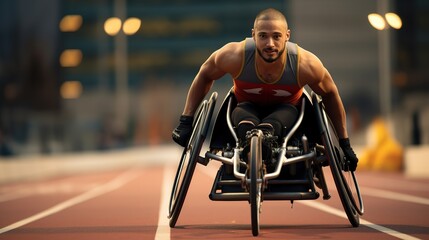 A person in a wheelchair does sports - obrazy, fototapety, plakaty
