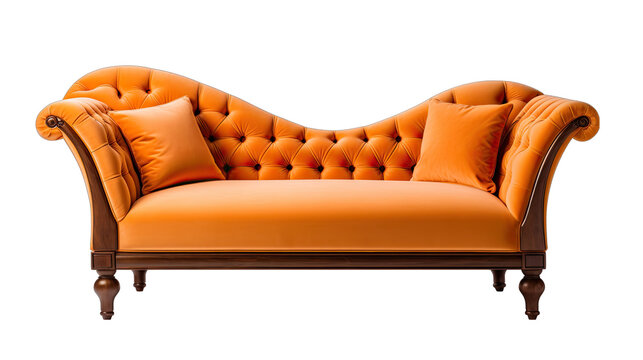 Tangerine Classic Divan Isolated on Transparent or White Background, PNG