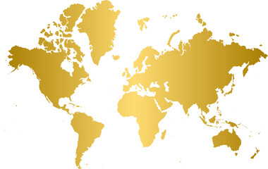 Gold world map, golden world map