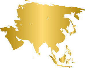 Gold world map, golden Asia map