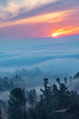 4K Image: Low Cloud Cover and Beautiful Sunrise in Los Angeles - Scenic City View at Dawn