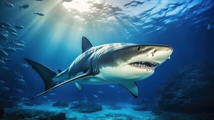 Obraz na płótnie Canvas View of an ocean shark underwater