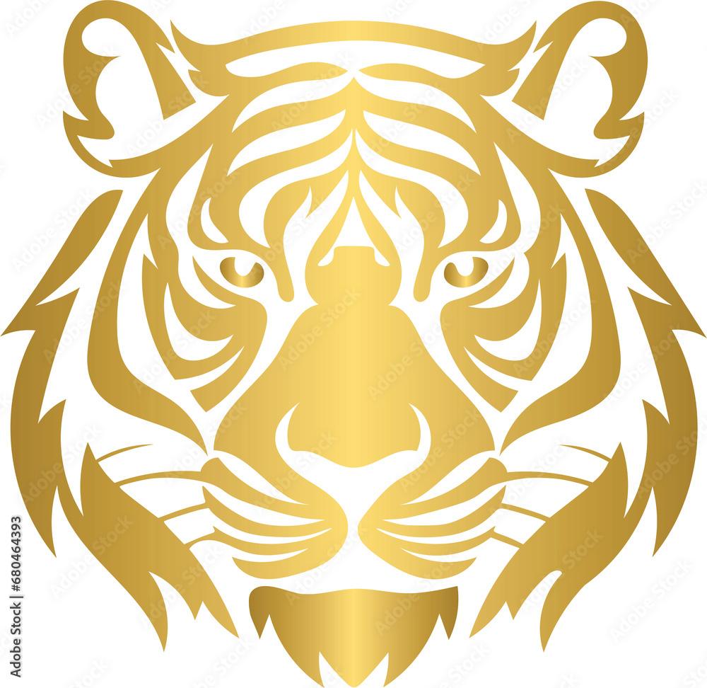 Wall mural tiger golden icon, gold animal character