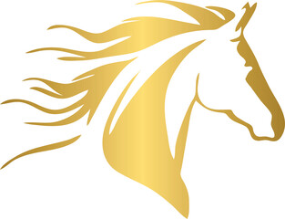 Horse golden icon, gold animal character © N2