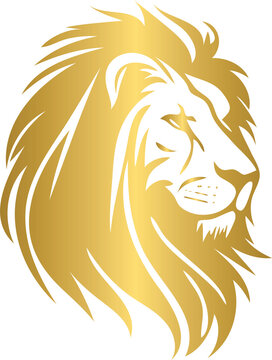 Lion king golden icon, gold animal character