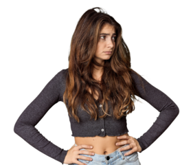 Young Caucasian woman in studio setting confused, feels doubtful and unsure.