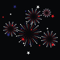 Fireworks Vector in color of Blue White and Red.